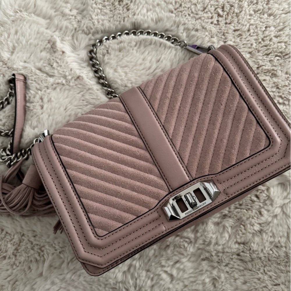 Rebecca Minkoff Chevron Love Crossbody in Light Pink/Mauve